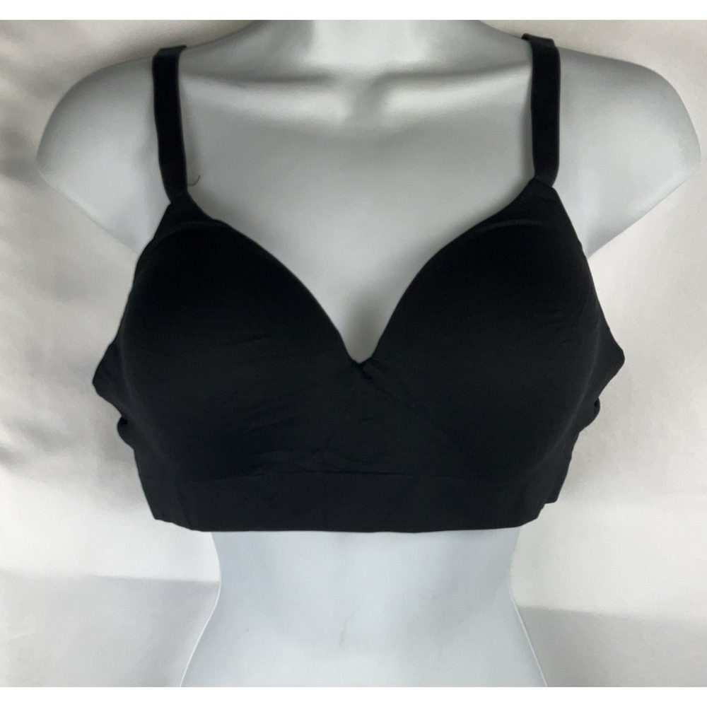 Truekind Size L Black Supportive Comfort Wireless Shaping‎ Bra Adjustable Straps